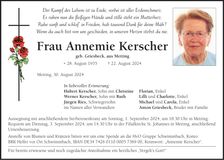 Traueranzeige Annemie Kerscher