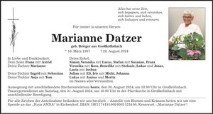 Traueranzeige Marianne Datzer