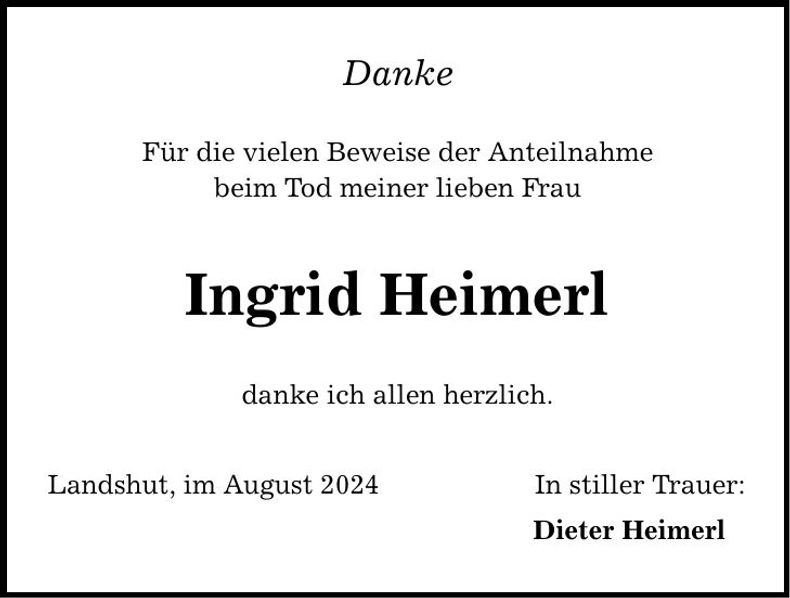 Traueranzeige Ingrid Heimerl
