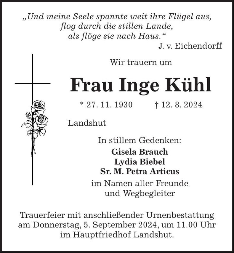 Traueranzeige Inge Kühl