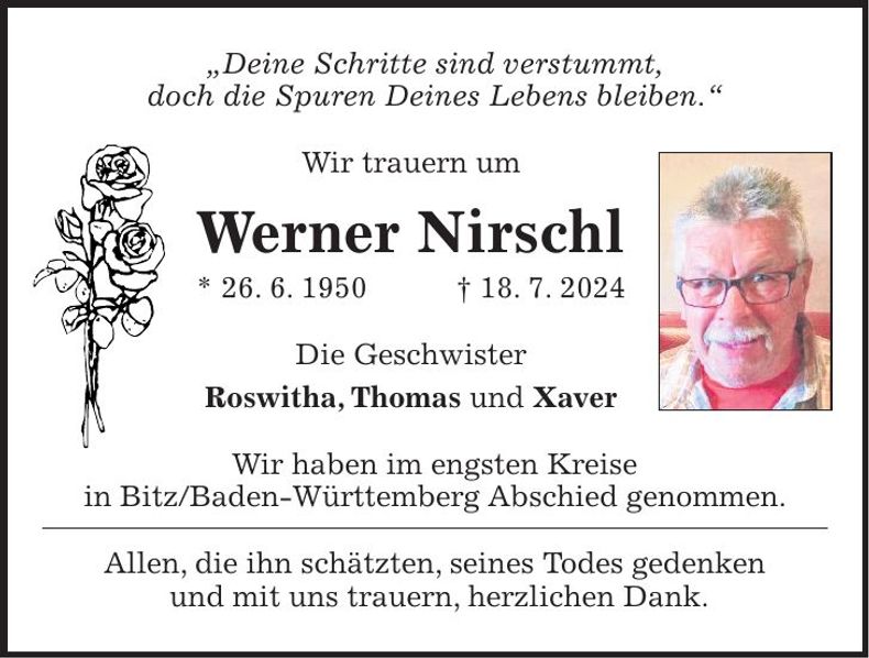 Traueranzeige Werner Nirschl