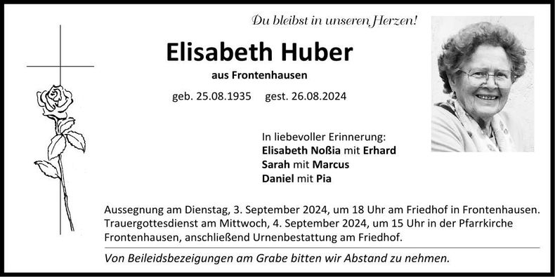 Traueranzeige Elisabeth Huber