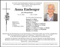 Traueranzeige Anna Emberger