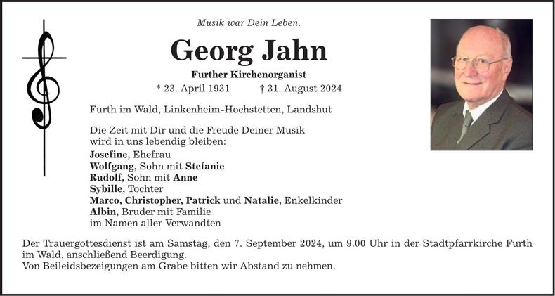 Traueranzeige Georg Jahn