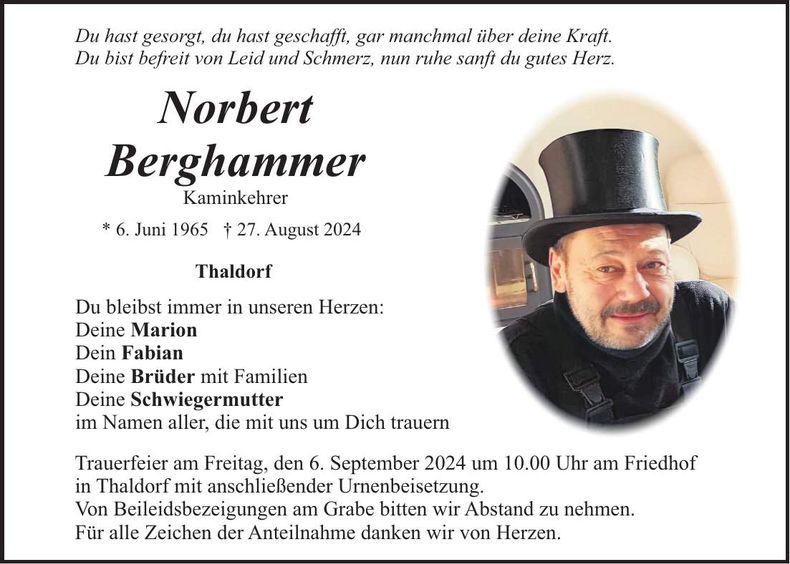Traueranzeige Norbert Berghammer