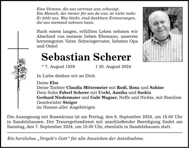Traueranzeige Sebastian Scherer