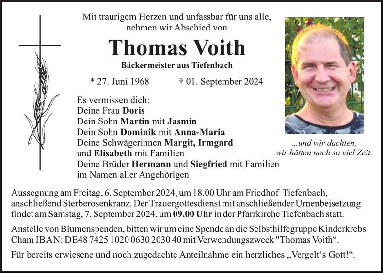 Traueranzeige Thomas Voith