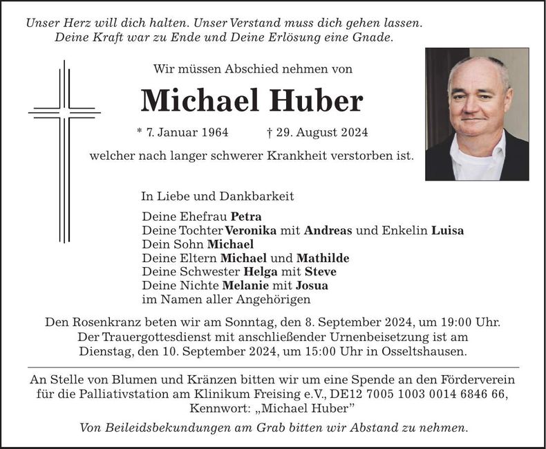 Traueranzeige Michael Huber