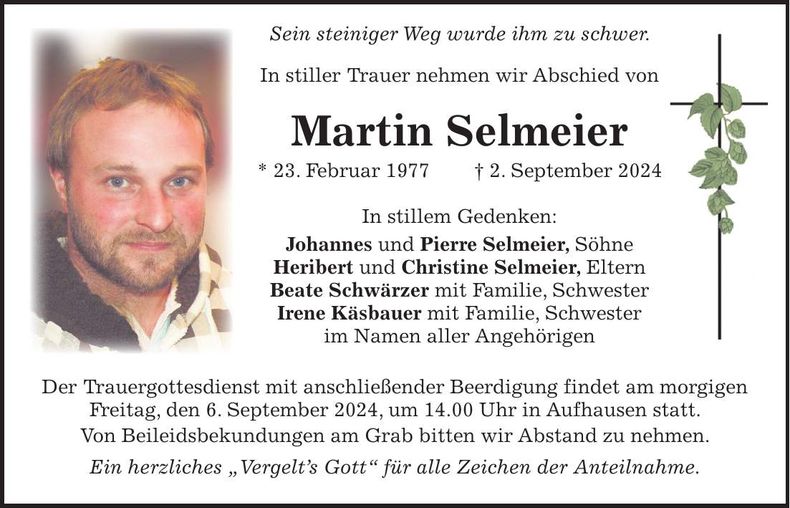 Traueranzeige Martin Selmeier