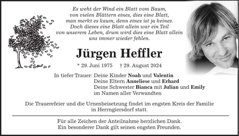 Traueranzeige Jürgen Heffler