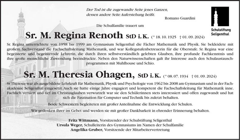 Traueranzeige Regina Renoth