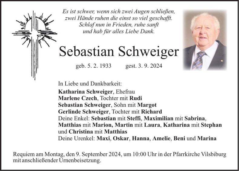 Traueranzeige Sebastian Schweiger