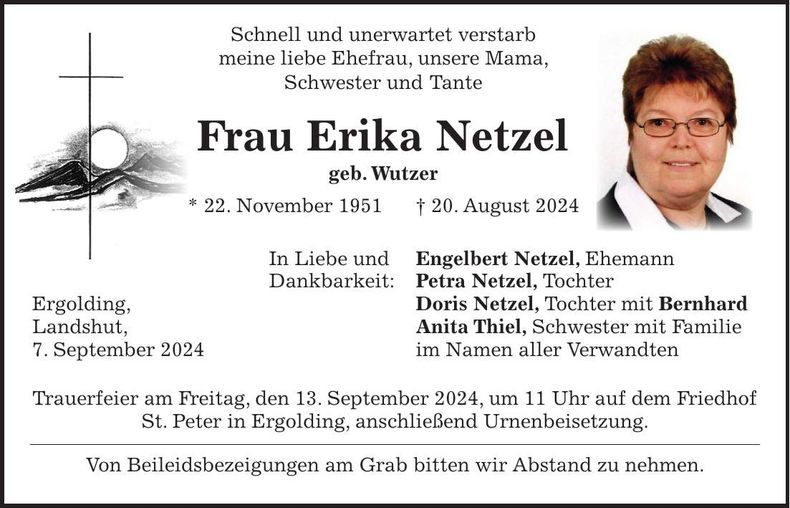 Traueranzeige Erika Netzel