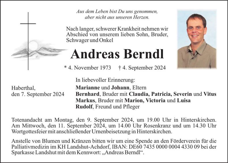Traueranzeige Andreas Berndl