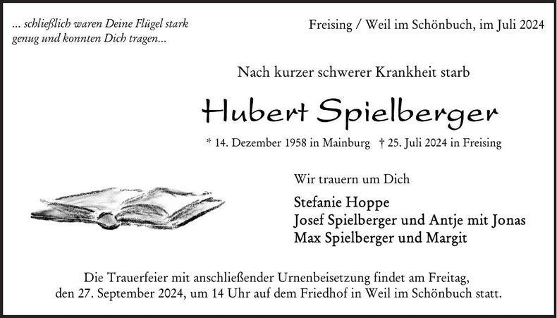 Traueranzeige Hubert Spielberger