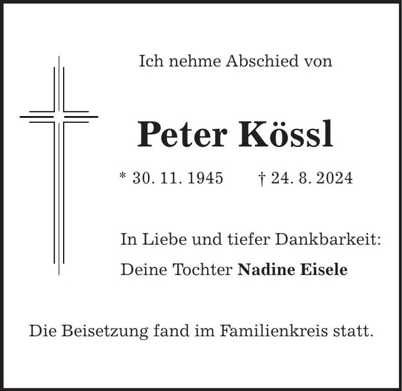 Traueranzeige Peter Kössl