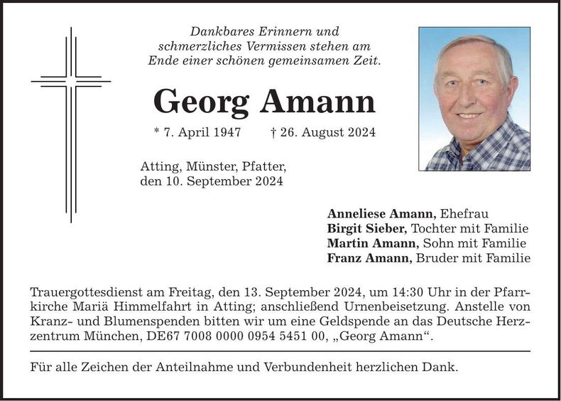 Traueranzeige Georg Amann