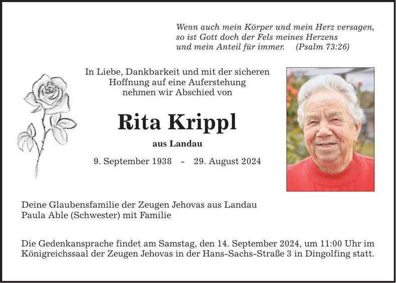 Traueranzeige Rita Krippl