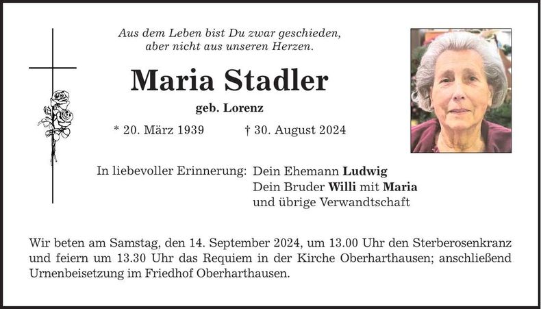 Traueranzeige Maria Stadler