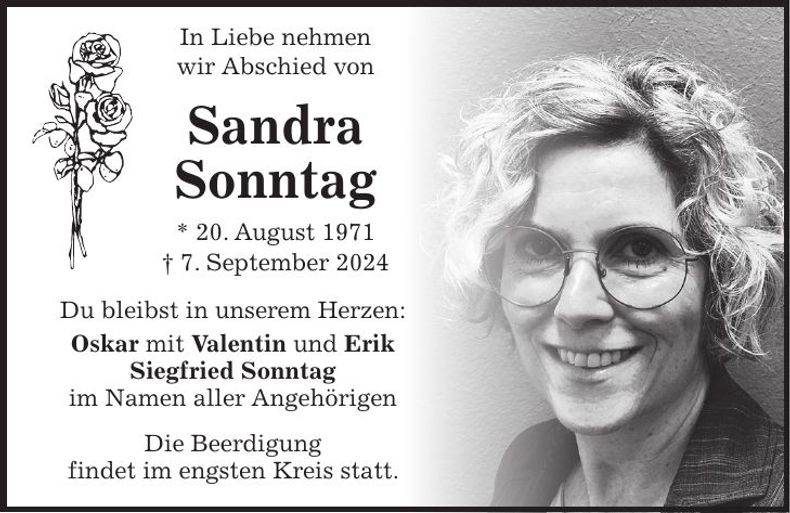 Traueranzeige Sandra Sonntag
