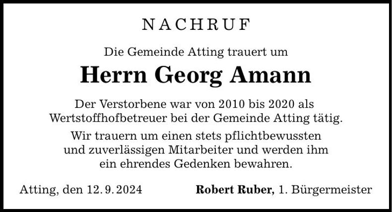 Traueranzeige Georg Amann