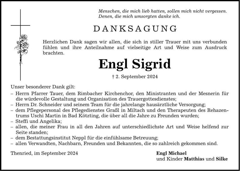 Traueranzeige Sigrid Engl