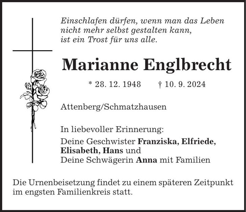 Traueranzeige Marianne Englbrecht