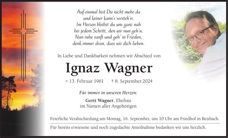 Traueranzeige Ignaz Wagner