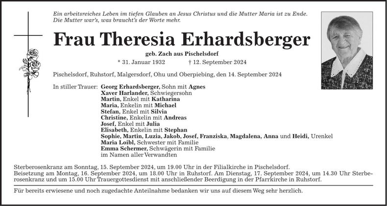 Traueranzeige Georg Erhardsberger