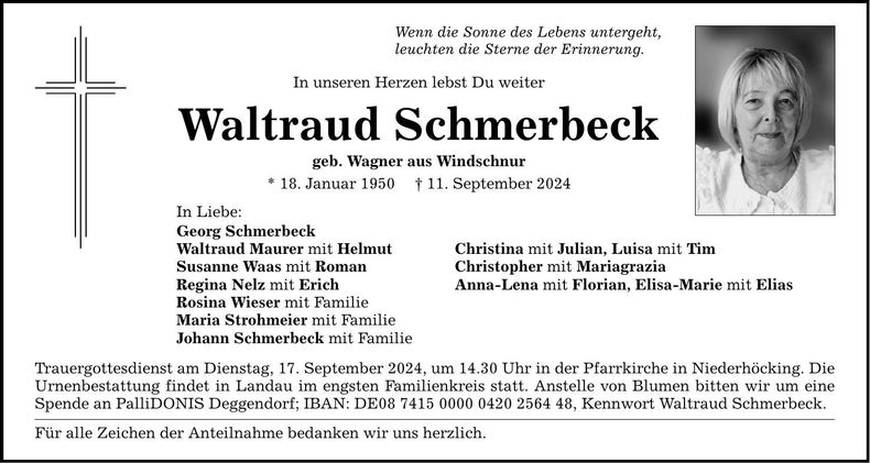 Traueranzeige Waltraud Schmerbeck