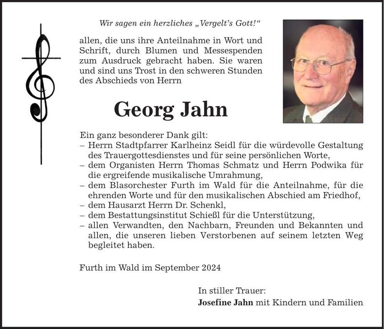 Traueranzeige Georg Jahn