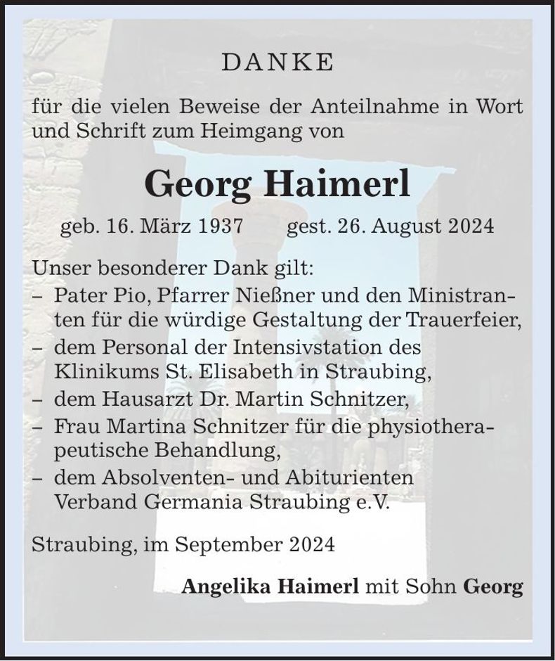 Traueranzeige Georg Haimerl