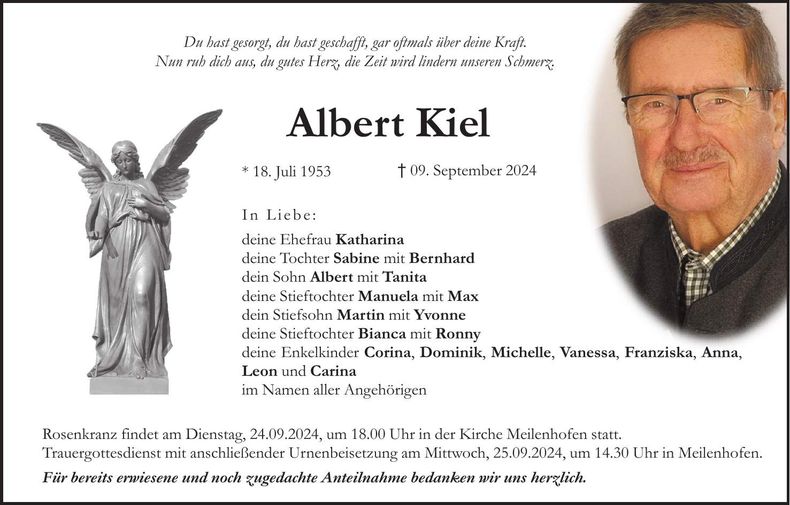 Traueranzeige Albert Kiel