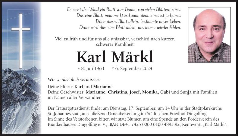 Traueranzeige Karl Märkl
