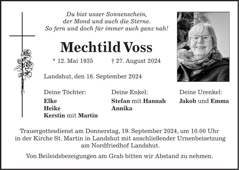 Traueranzeige Mechtild Voss
