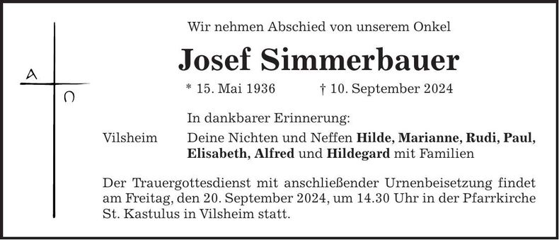 Traueranzeige Josef Simmerbauer