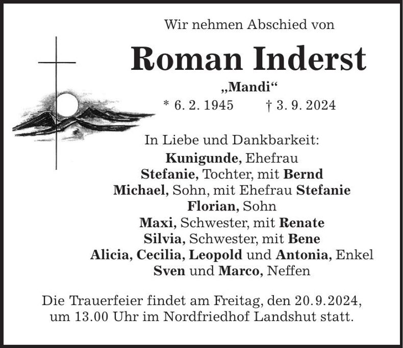 Traueranzeige Roman Inderst
