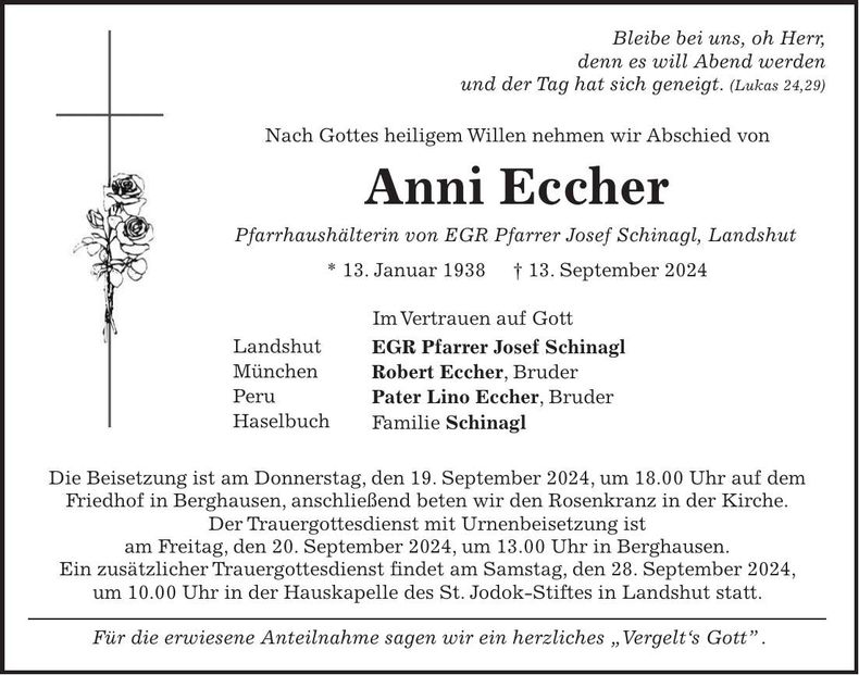 Traueranzeige Anni Eccher