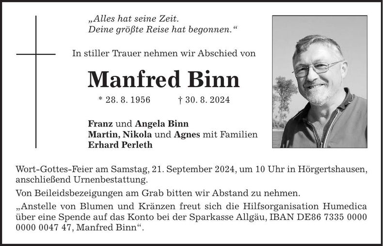 Traueranzeige Manfred Binn