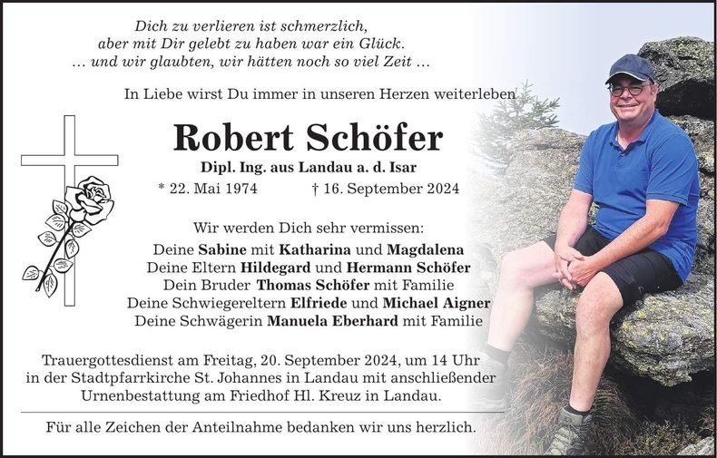 Traueranzeige Robert Schöfer