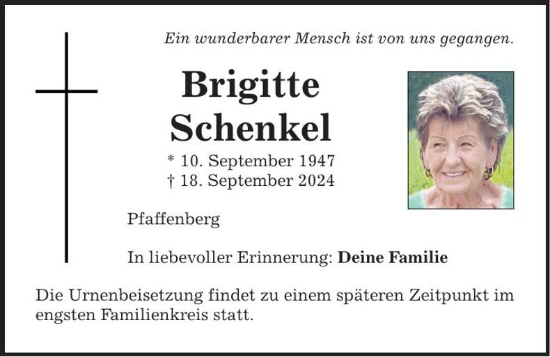 Traueranzeige Brigitte Schenkel