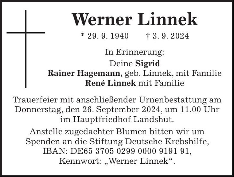 Traueranzeige Werner Linnek