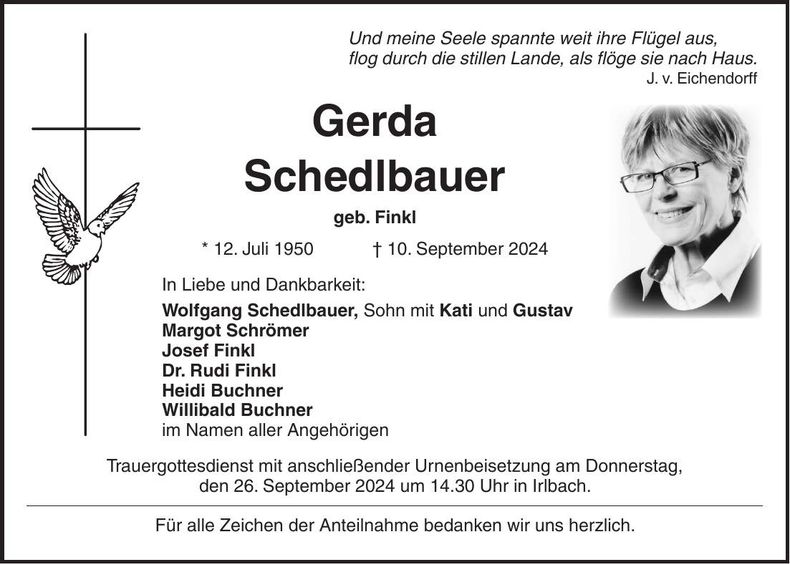 Traueranzeige Gerda Schedlbauer