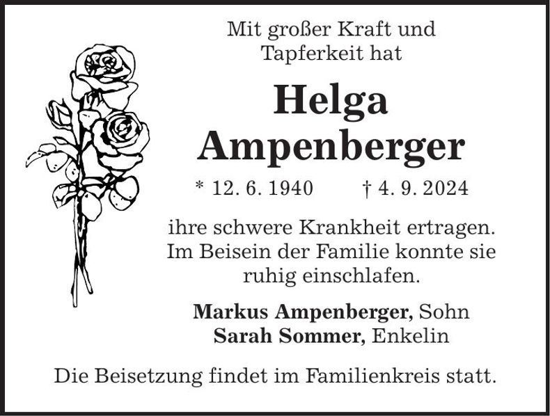 Traueranzeige Helga Ampenberger