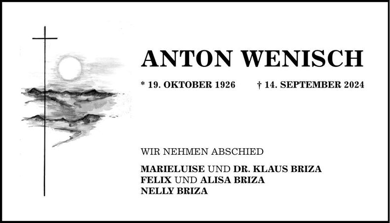 Traueranzeige Anton Wenisch