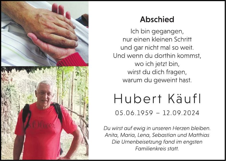 Traueranzeige Hubert Käufl
