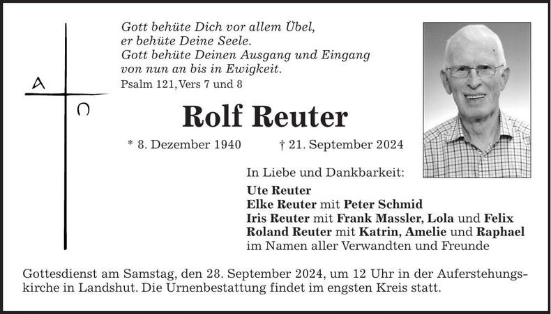 Traueranzeige Rolf Reuter