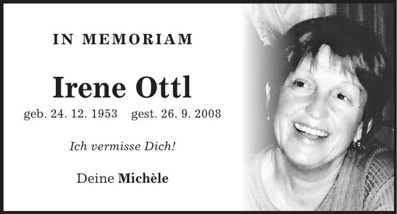 Traueranzeige Irene Ottl
