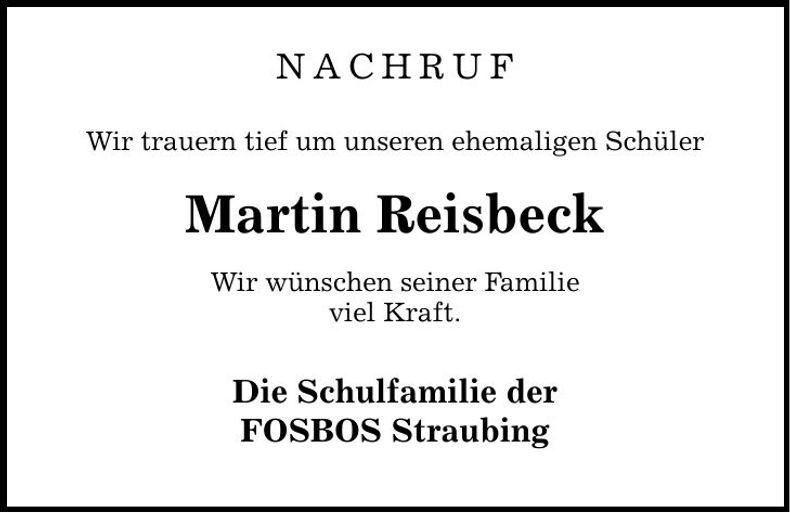 Traueranzeige Martin Reisbeck