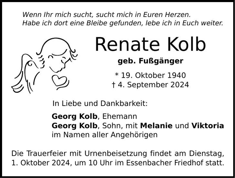 Traueranzeige Renate Kolb